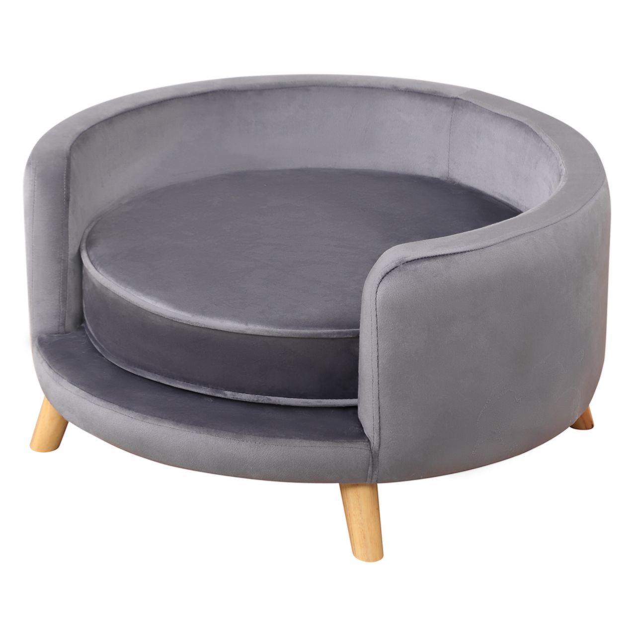 PawHut Hundesofa, Haustiersofa mit Samtoptik, Katzensofa mit Kissen, Holzbeine