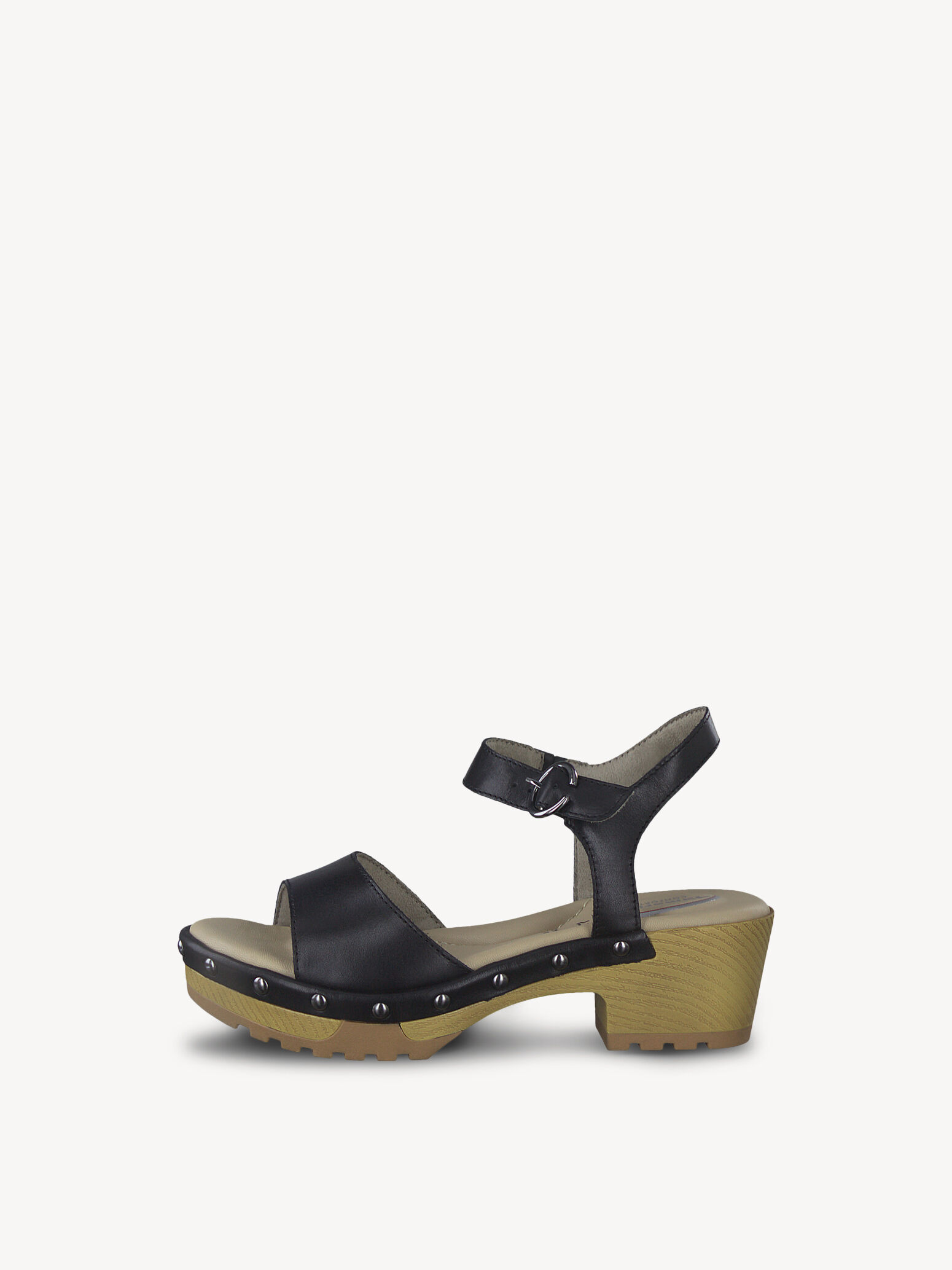 Sandale à talon en cuir - noir