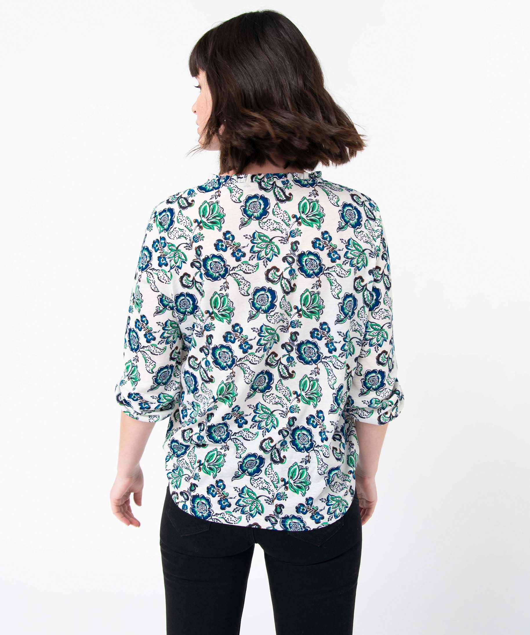 Tee-shirt femme à manches 3/4 avec décolleté en V imprime | GEMO