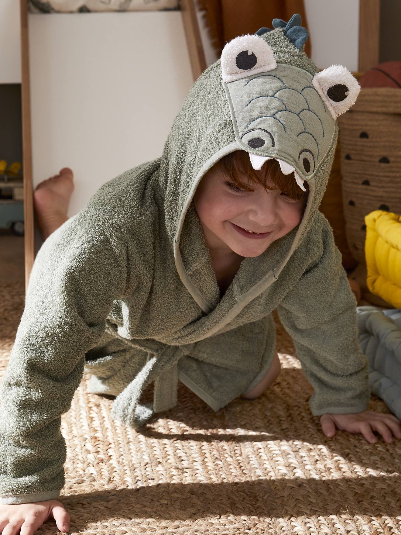 Vertbaudet Kinder Bademantel, Krokodil-Kostüm Oeko Tex, personalisierbar - grün