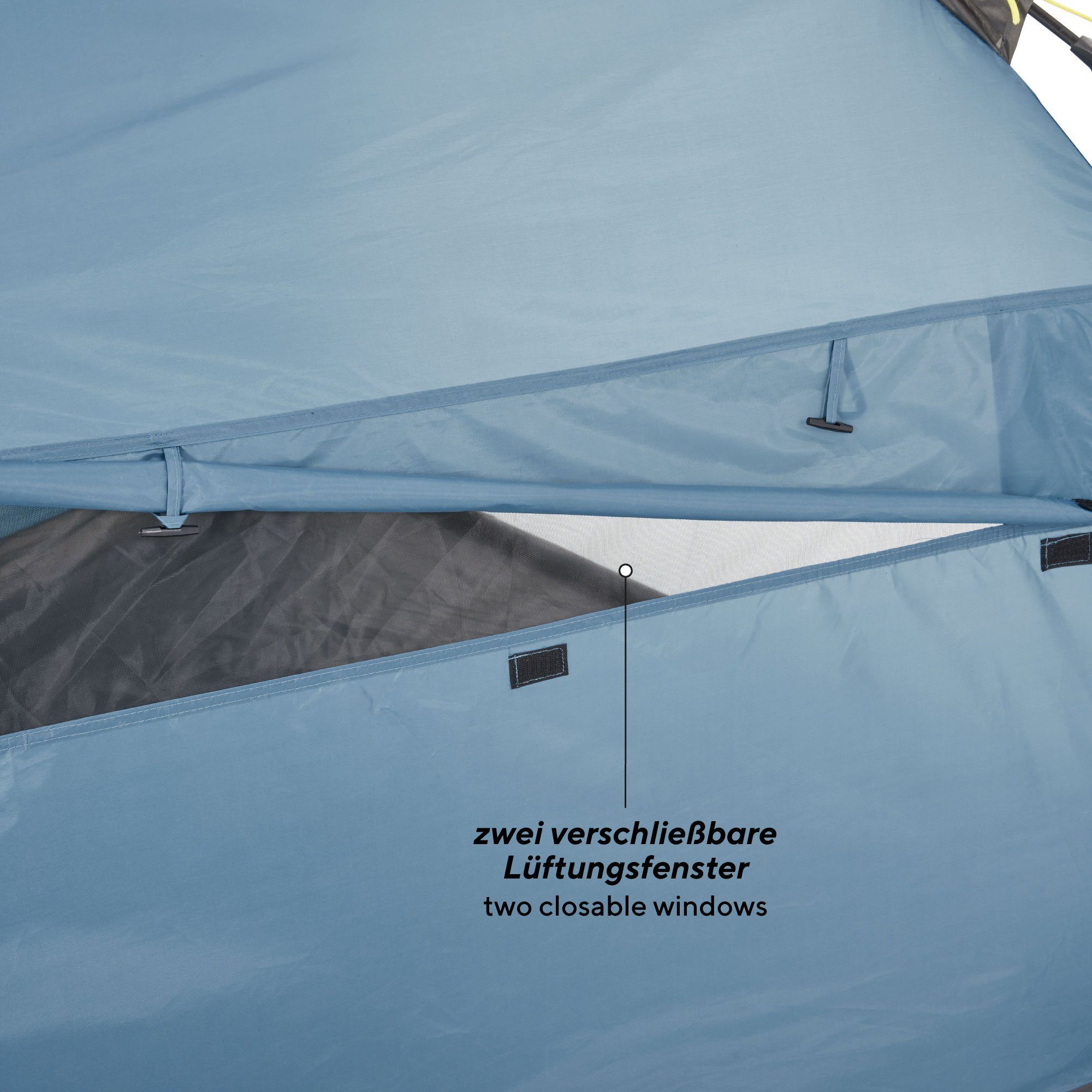 UQUIP Strandmuschel Strandzelt XL Speedy - Verschließbar mit Bodenplane, Blau, Personen: 3, einfaches Aufspannen durch Pop-Up Mechanismus