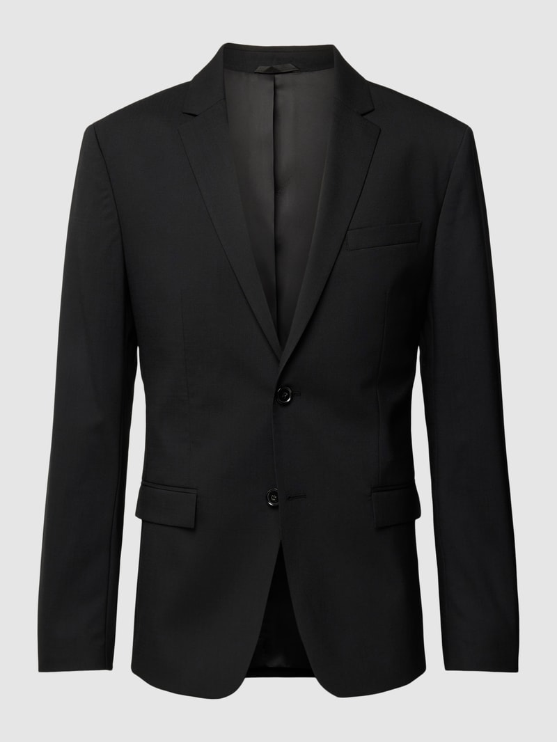 Slim Fit 2-Knopf-Sakko mit Reverskragen in schwarz