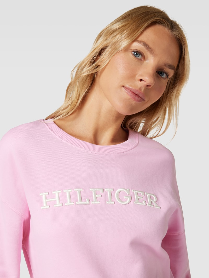 Sweatshirt aus Baumwolle mit Label-Detail in rosa