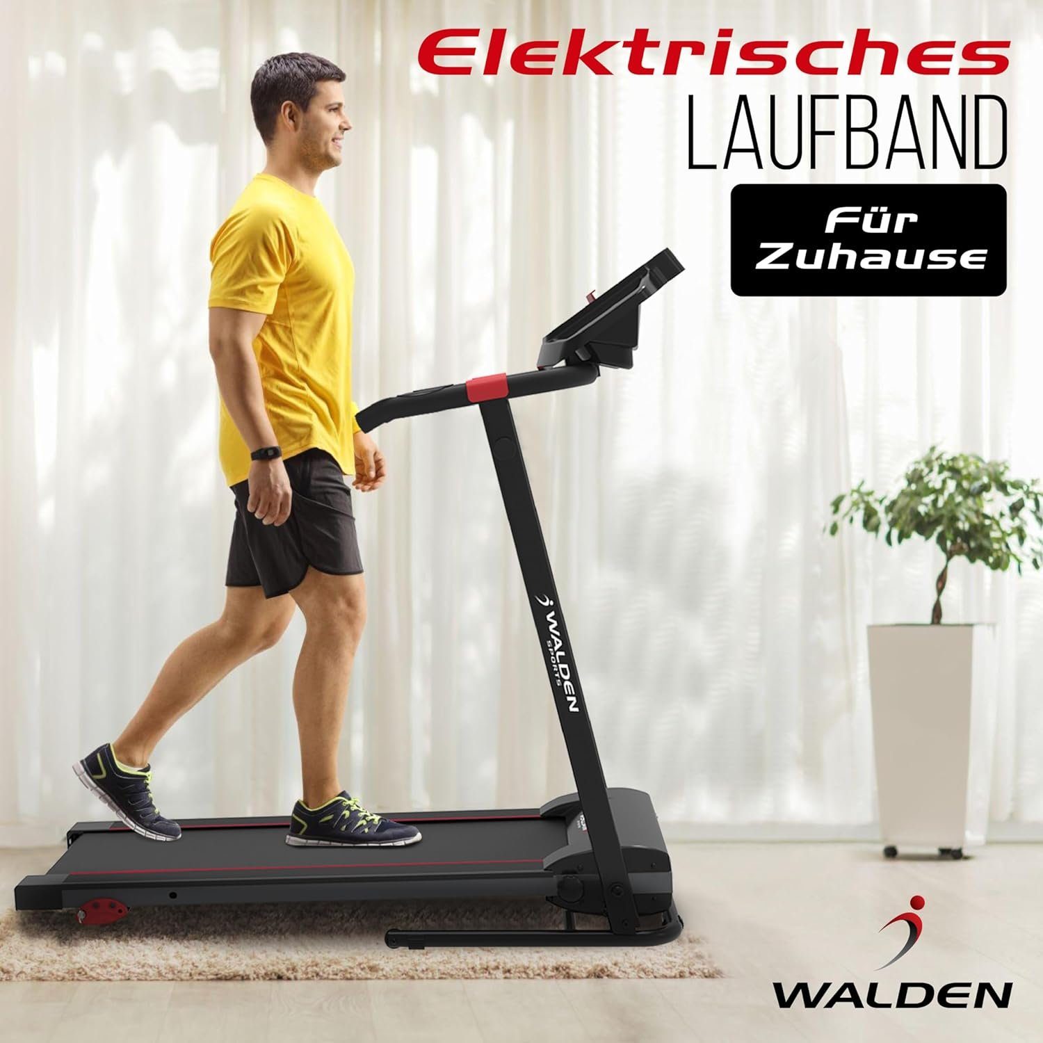 JUNG Laufband Walden Elektrisches Laufband, Klappbar leise,bis 150kg für Zuhause (Klappbares Lauf Band Elektrisch, Sportgeräte für Zuhause, für abnehmen Sport, für Haus, Joggen), Laufbänder, Winter laufen, Sport