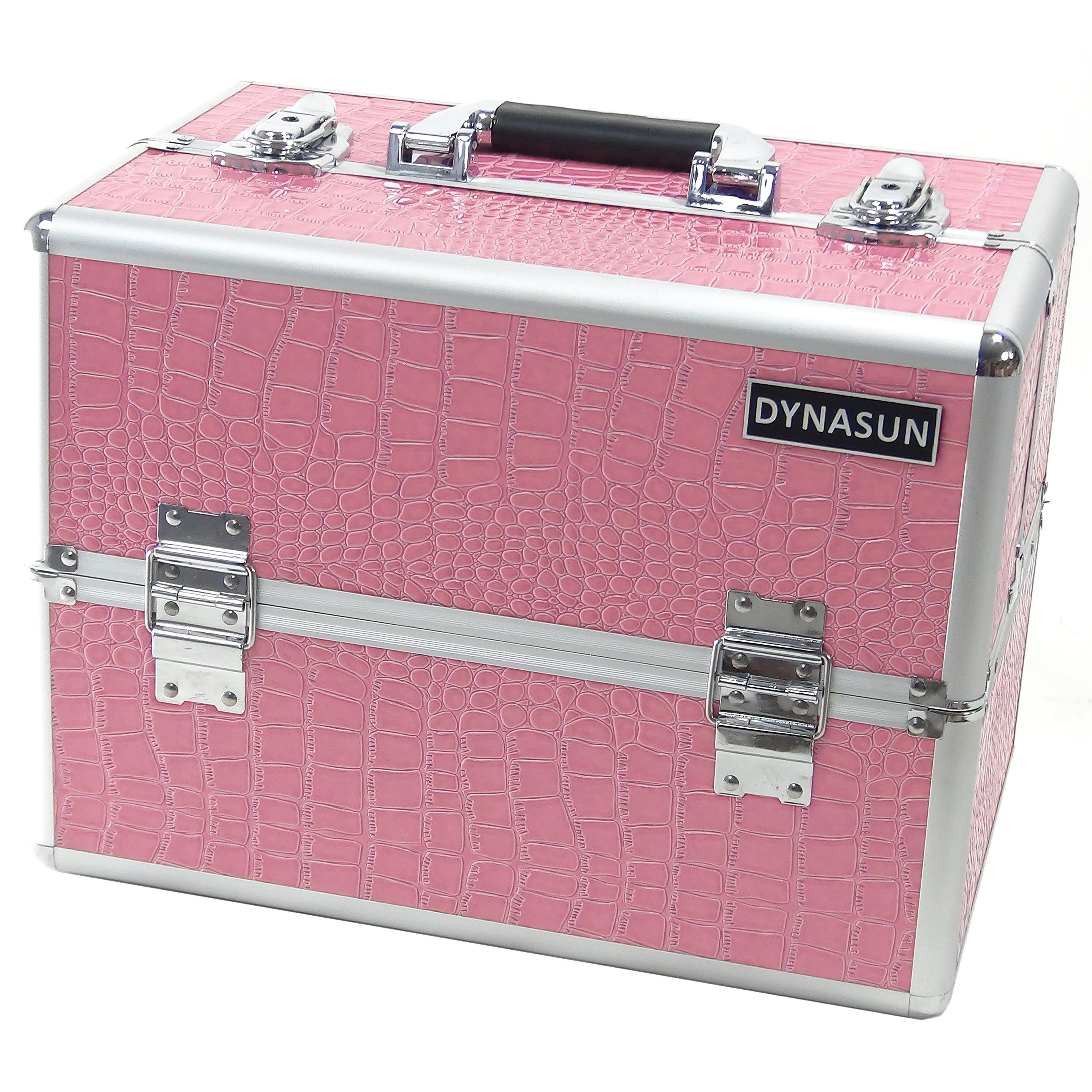 Dynasun Beautycase BS35 PINK CROC, Beautycase Krokodilmuster Kosmetikkoffer Schmuckfach