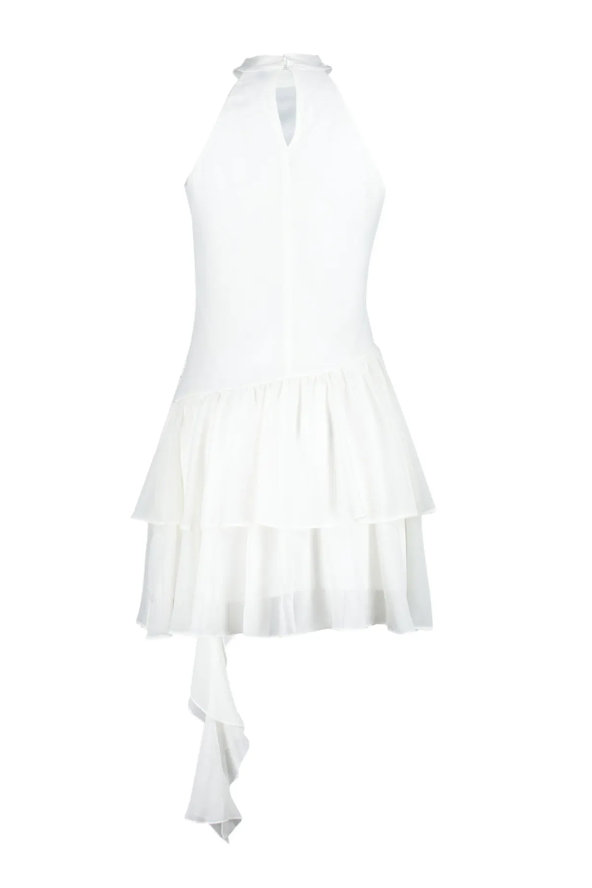Trendyol Collection  Weißes Braut-Hochzeits-/Nikah-Elegantes Abendkleid mit Rüschen TPRSS24EL00122