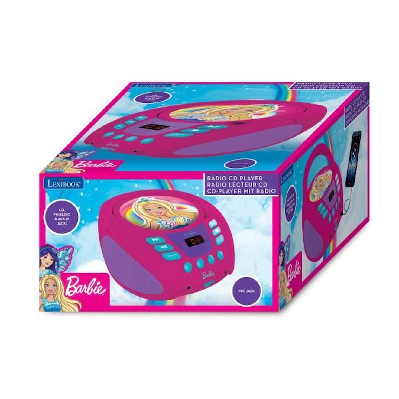 Lecteur CD portable avec prise micro Barbie rose