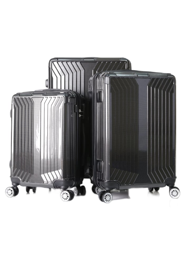 Cheffinger Koffer 3 tlg Trolley Set Kofferset Gepäck Polycarbonat in Schwarz günstig kaufen onesize