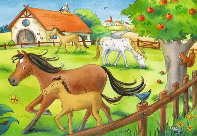 Kinderpuzzle ab 3 Jahren - Ferien auf dem Pferdehof - 12 Teile