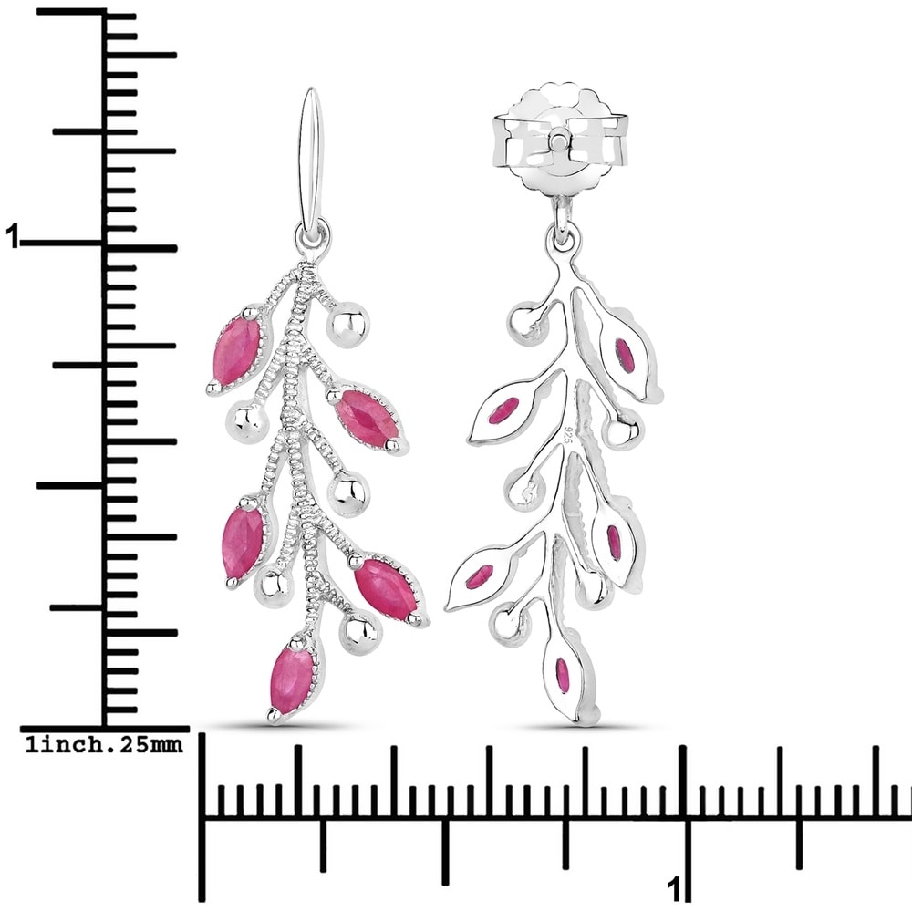Rafaela Donata Boucles doreilles Floral Argent sterling Rubis en Argent Bijoux