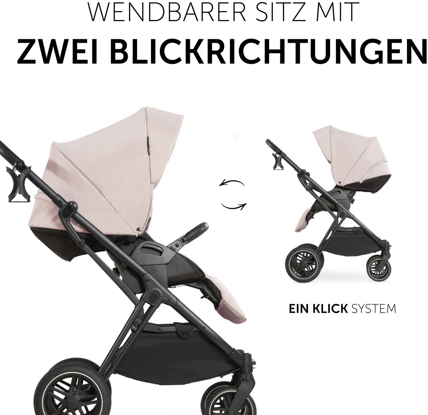 Hauck Kombi-Kinderwagen Vision X, black/beige, (3-tlg), mit Babywanne und Sportwagenaufsatz