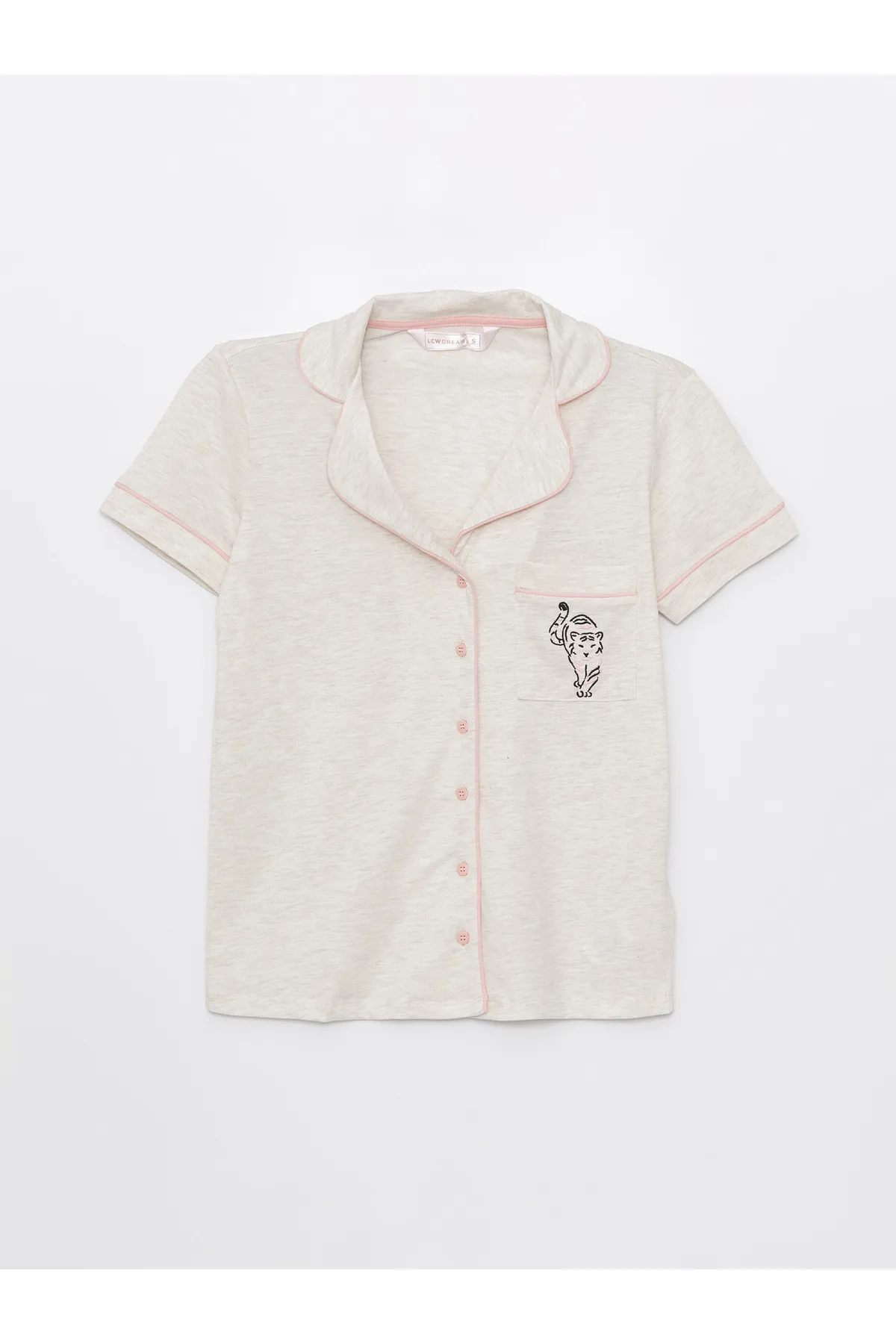 LC Waikiki  Kurzarm-Damenpyjama-Set mit Hemdkragen und Print