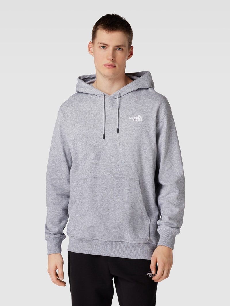 Hoodie mit Label-Stitching in hellgrau meliert