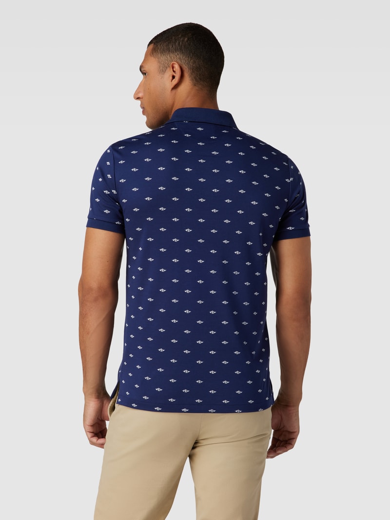 Poloshirt mit Allover-Muster in marineblau