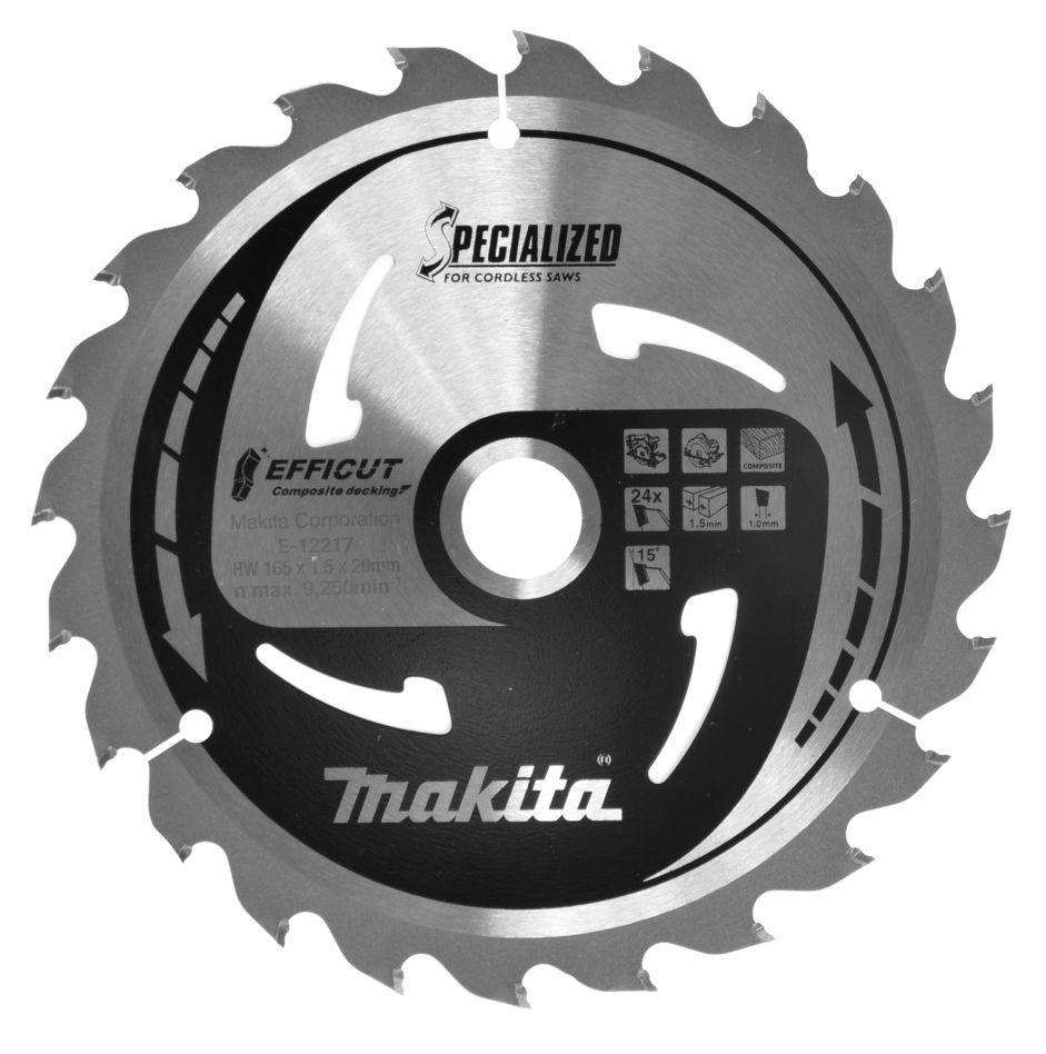 Makita E-12217 Efficut körfűrészlap WPC 165x20x1.5 24T 15g tartozékok