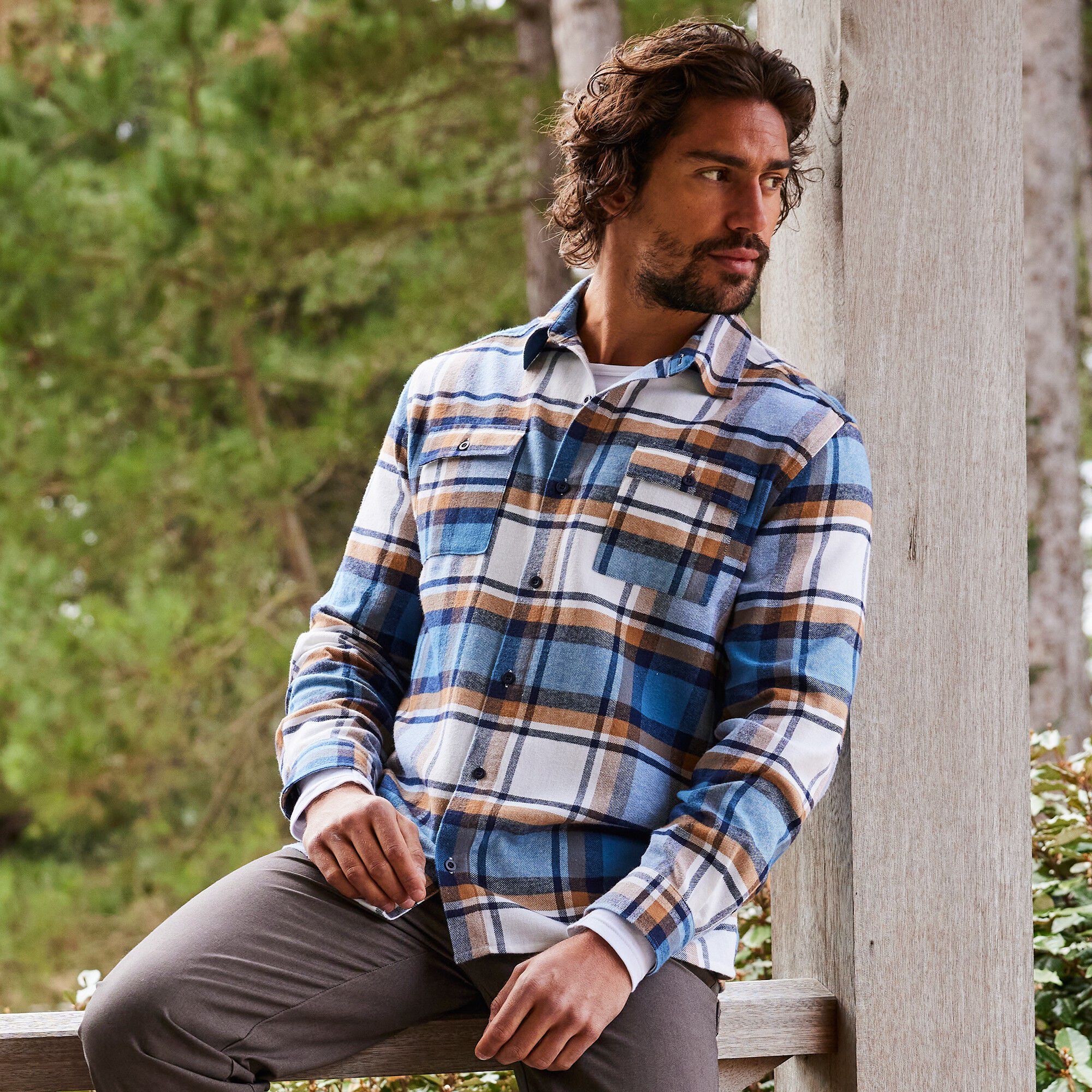 Chemise en flanelle carreaux fils-teints