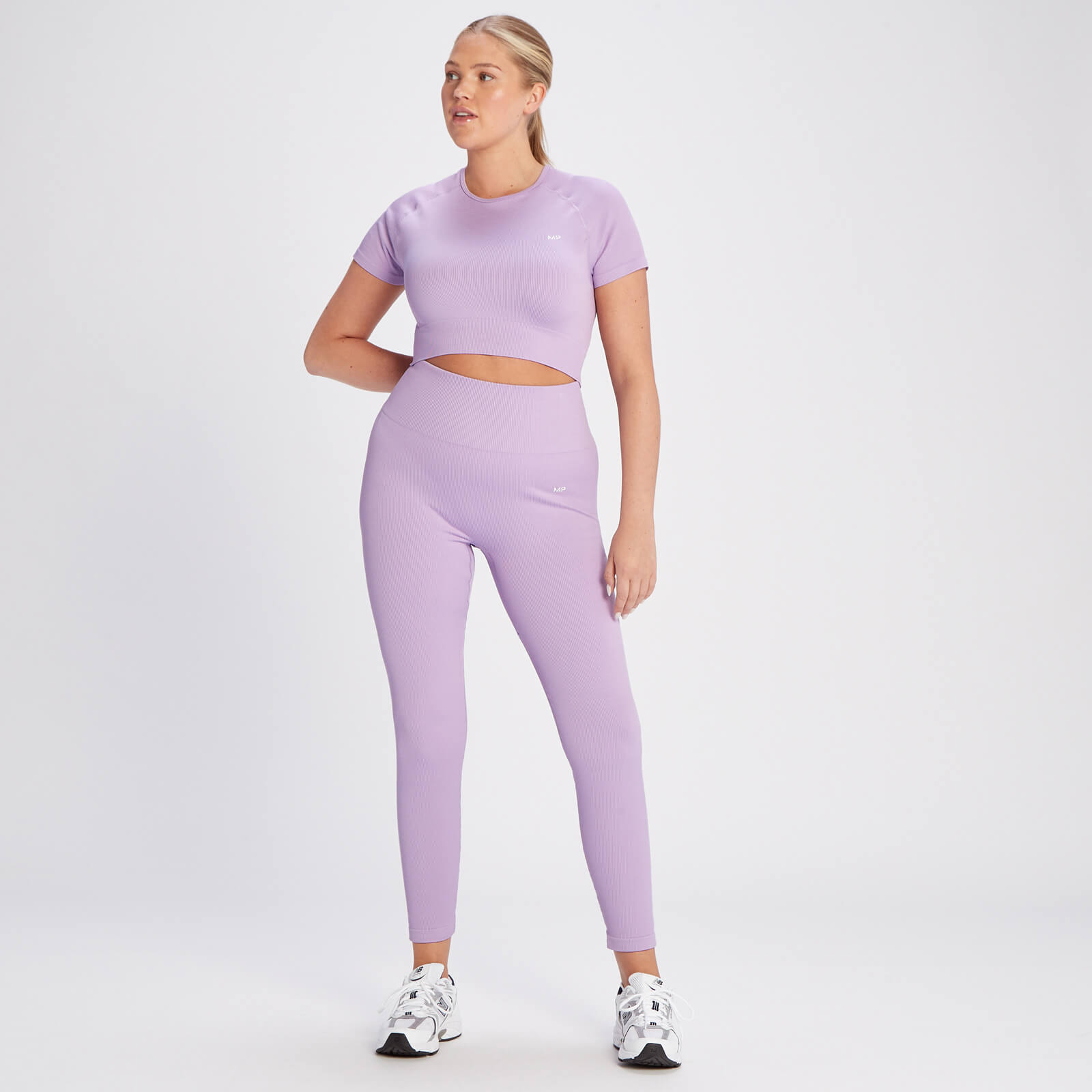 Crop top côtelé sans coutures MP Tempo pour femmes – Lilas vif
