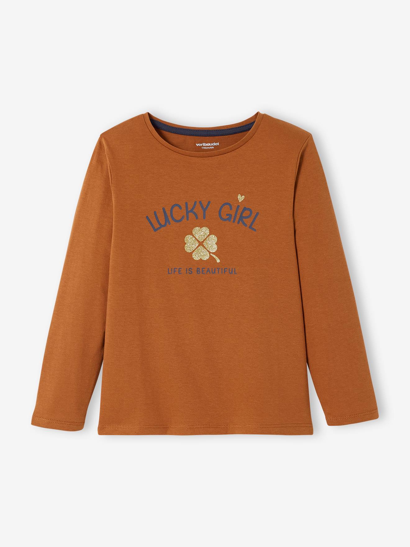 Tee-shirt à message Basics fille bronze