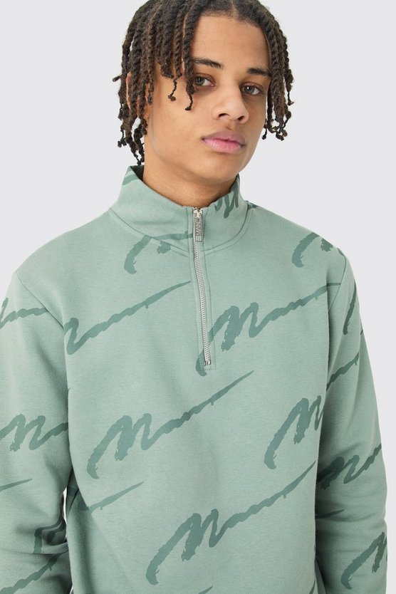 Slim-Fit Man Signature Trainingsanzug mit Print und Reißverschluss
