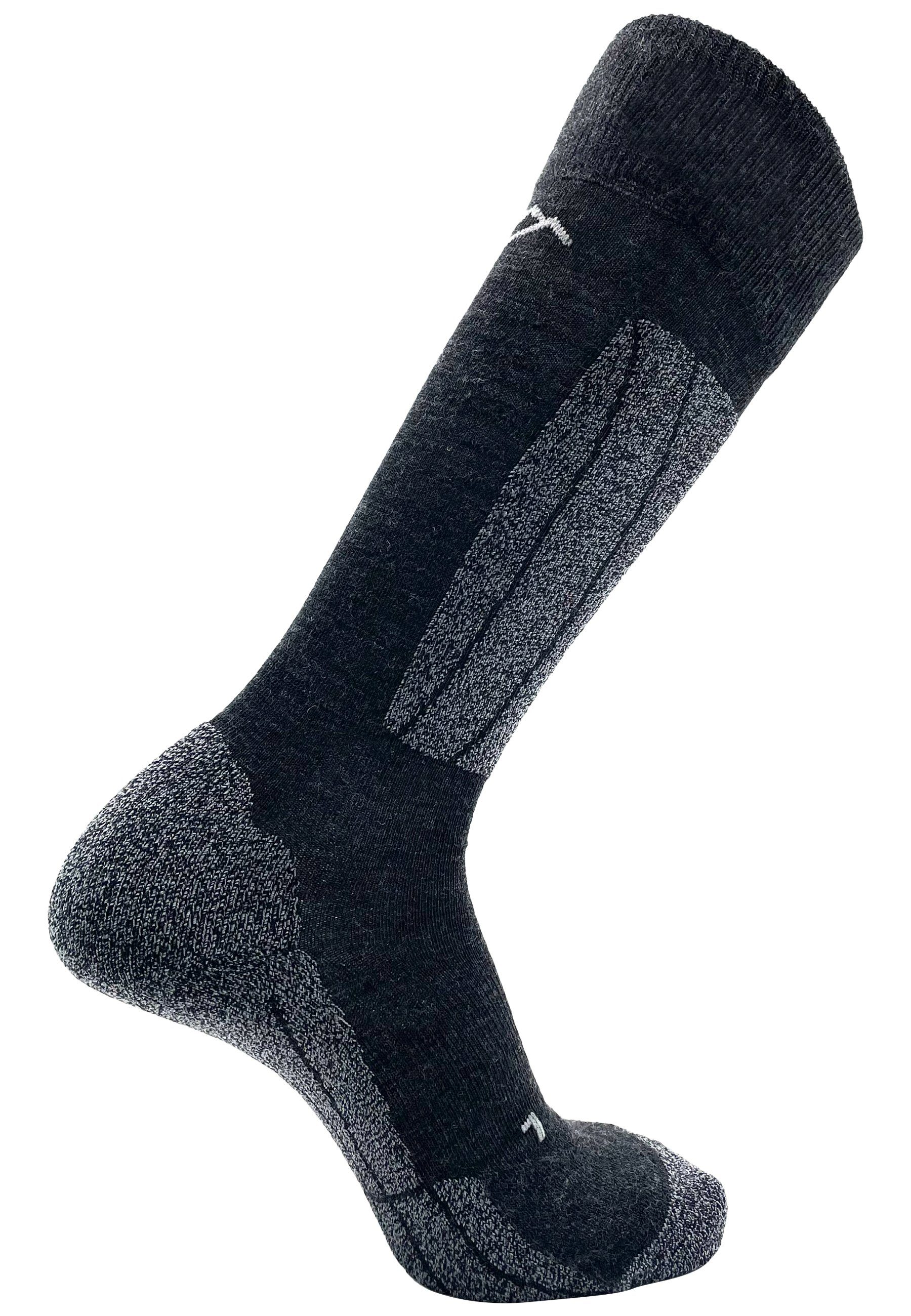 DRASSN Skisocken Fahrenberg Herren und Damen (1-Paar) aus Merino Wolle, gepolstertes und abriebfestes Schienbein-Pad
