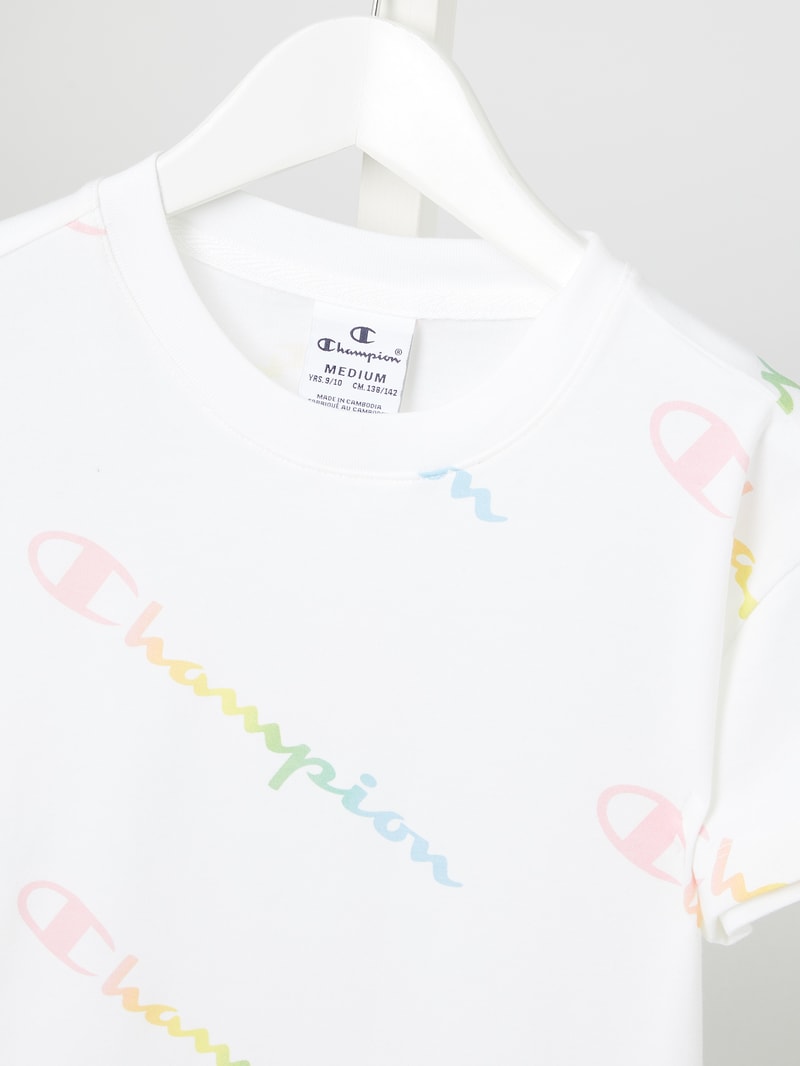 T-Shirt mit Logo-Muster in weiß
