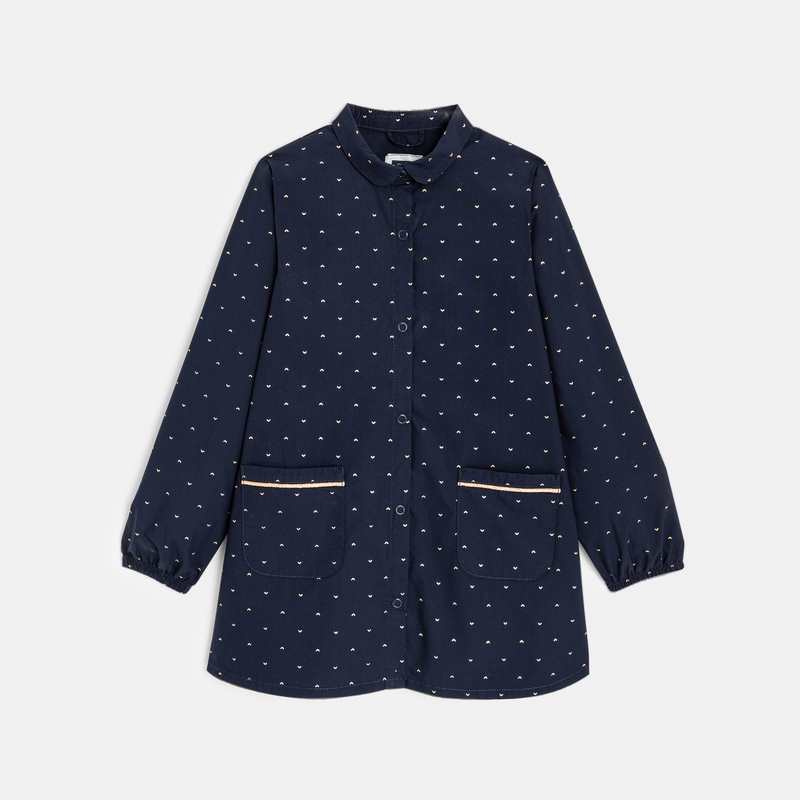 Tablier d'école imprimé bleu fille