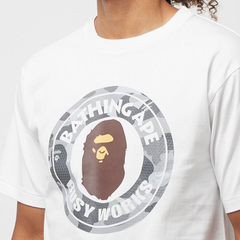 A Bathing Ape Honeycomb Camo Busy Works Tee M white x gray