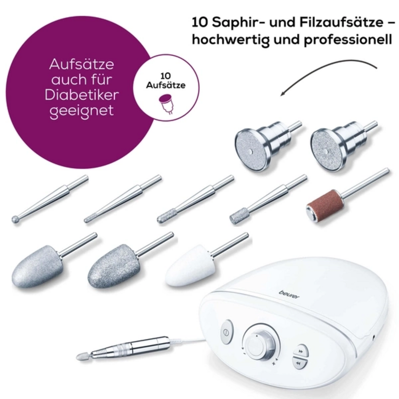 Beurer Maniküre-/ Pedikürestation MP 100 & Wiederaufladbares Maniküre- & Pediküreset MP 84-Das Power-Bundle