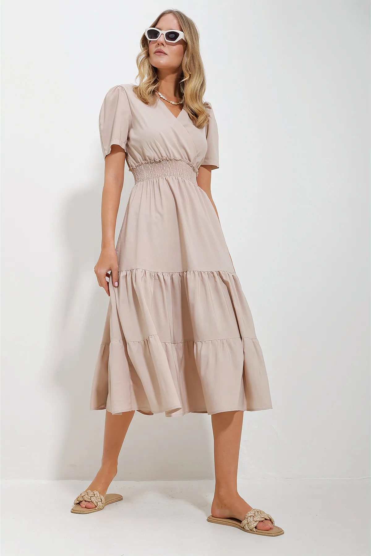 Trend Alaçatı Stili  Kleid - Beige - A-Linie