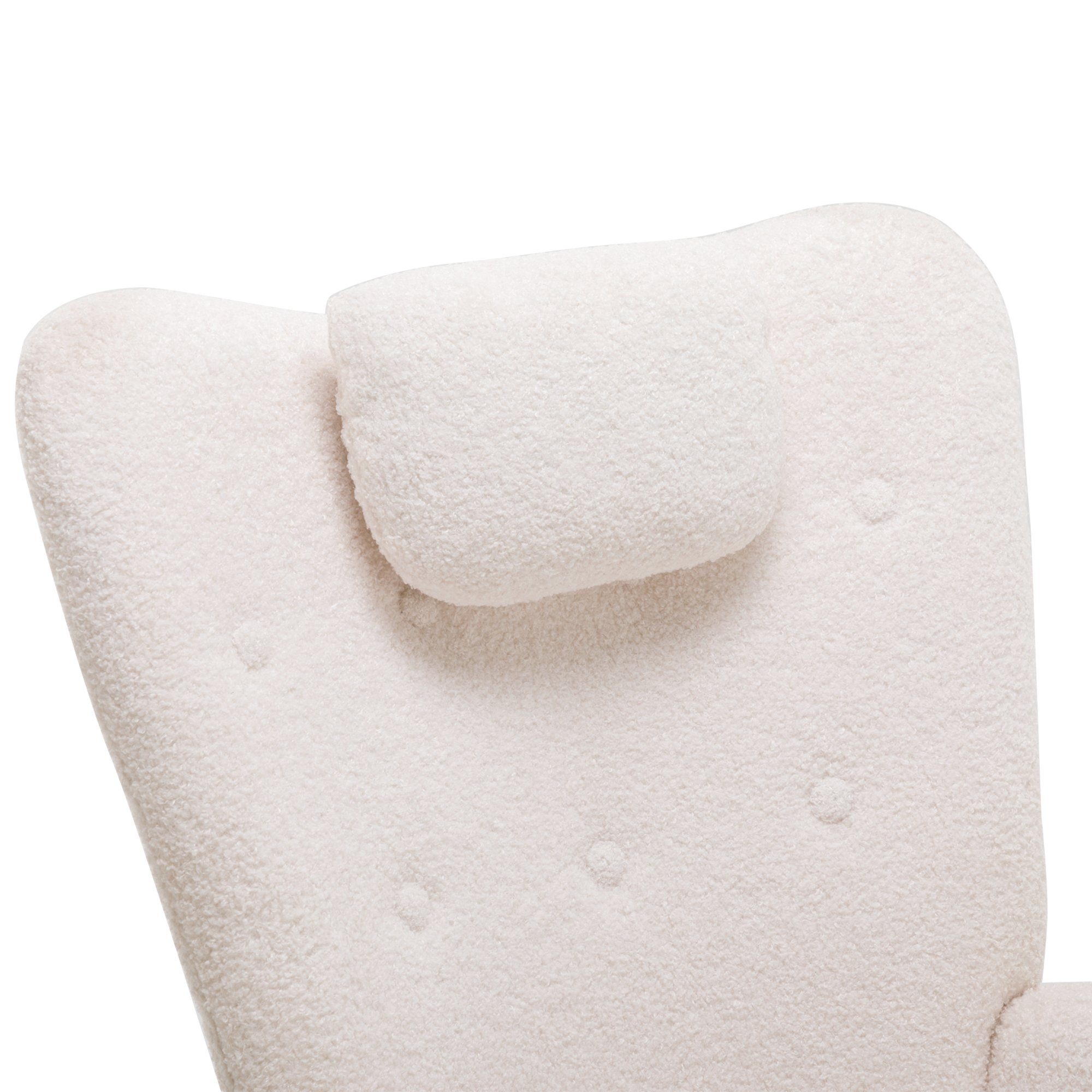 REDOM Schaukelstuhl Bequemer weißer Schaukelstuhl, (weicher Teddyplüsch-Schaukelstuhl mit Kopfstütze und Fußstütze, 2 St), Belastbarkeit bis 100 kg