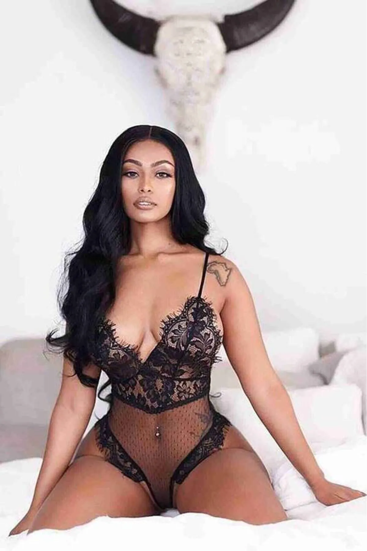 Merry See  Pilelistore Stylischer Bodysuit Spitze Sexy Nachthemd Body Schwarz Ms2519