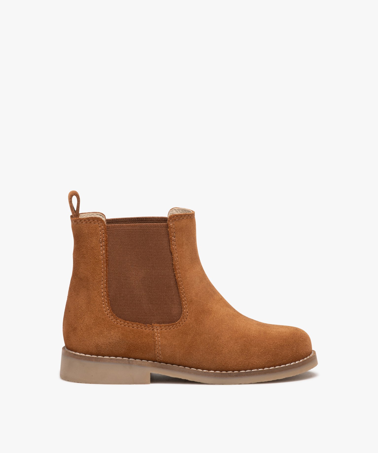 Boots fille unies style Chelsea en suédine camel | GEMO