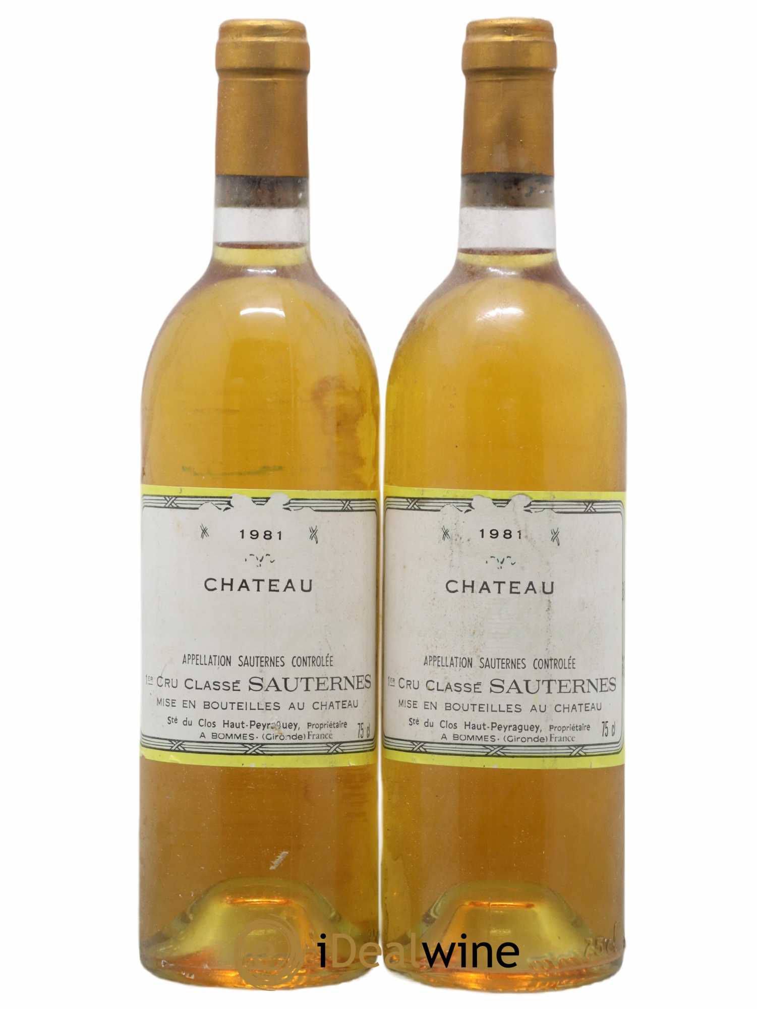 Clos Haut Peyraguey 1er Grand Cru Classé  1981 - Lot de 2 Bouteilles