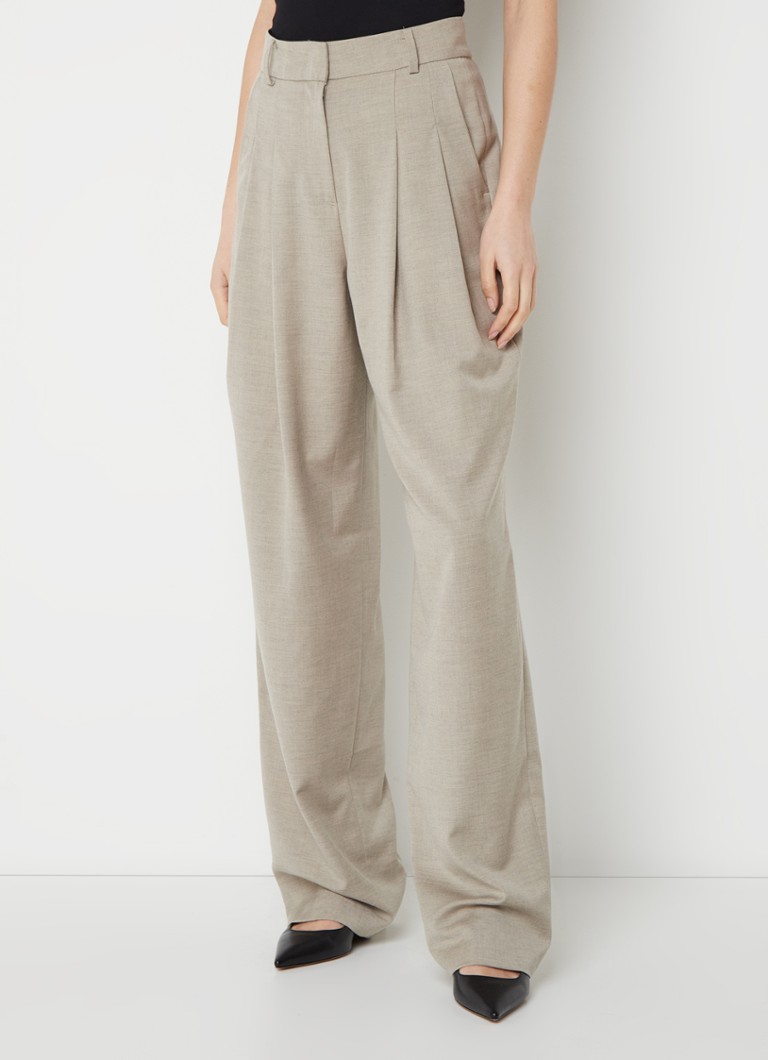 Pantaloni drepți cu talie înaltă, din material Mulberry, de la Frankie Shop, confecționați dintr-un amestec de lână.