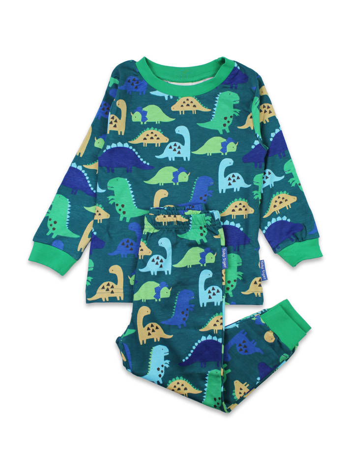 Toby Tiger Schlafanzug mit Dinosaurier Print in grün günstig kaufen