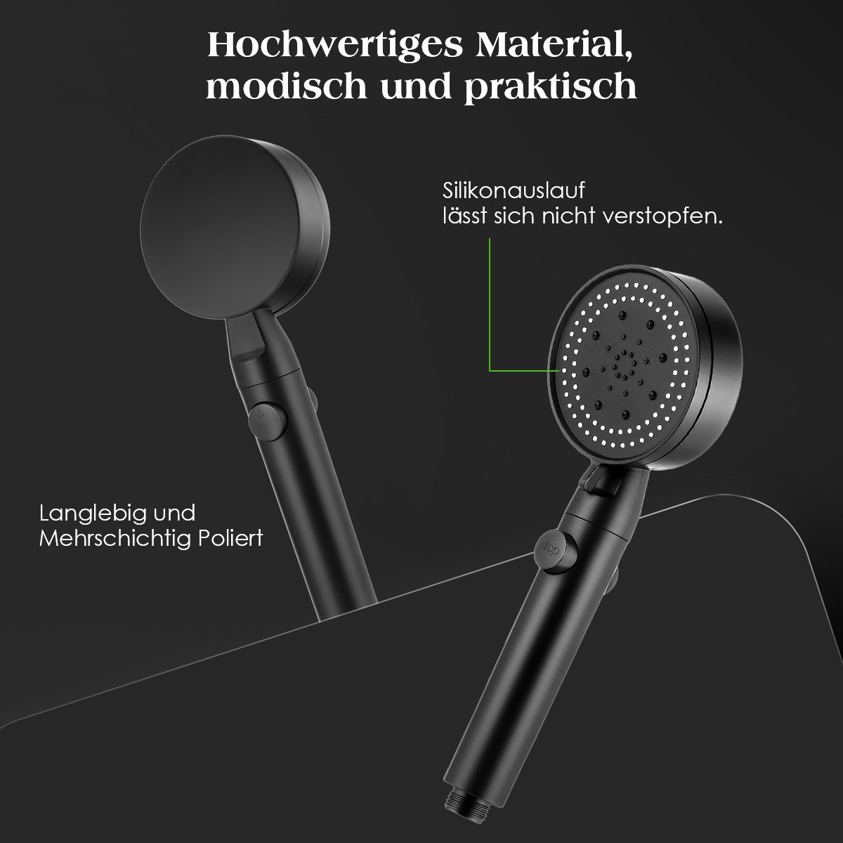 oyajia Handbrause Hochdruck Duschkopf Handbrause Sparduschkopf 5 Strahl Einstellungen, Handbrause Mit Wasserstopp-Taste, Mit Brauseschlauch 1.5m