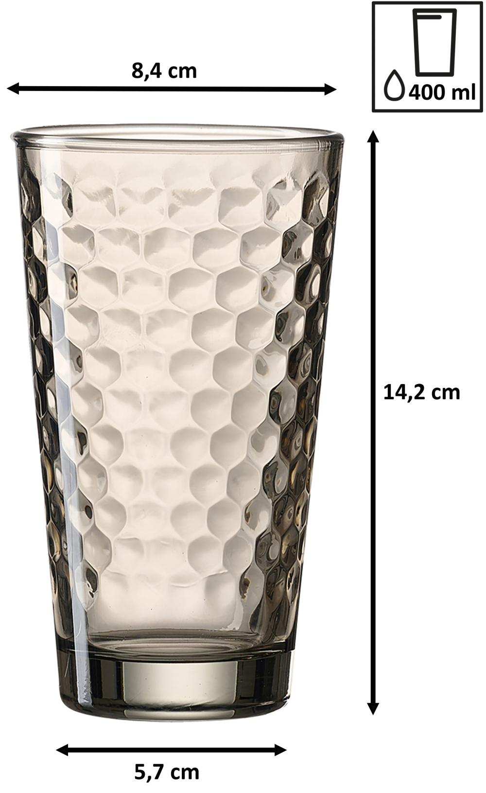 Longdrinkglas 400ml Favo hellgrau