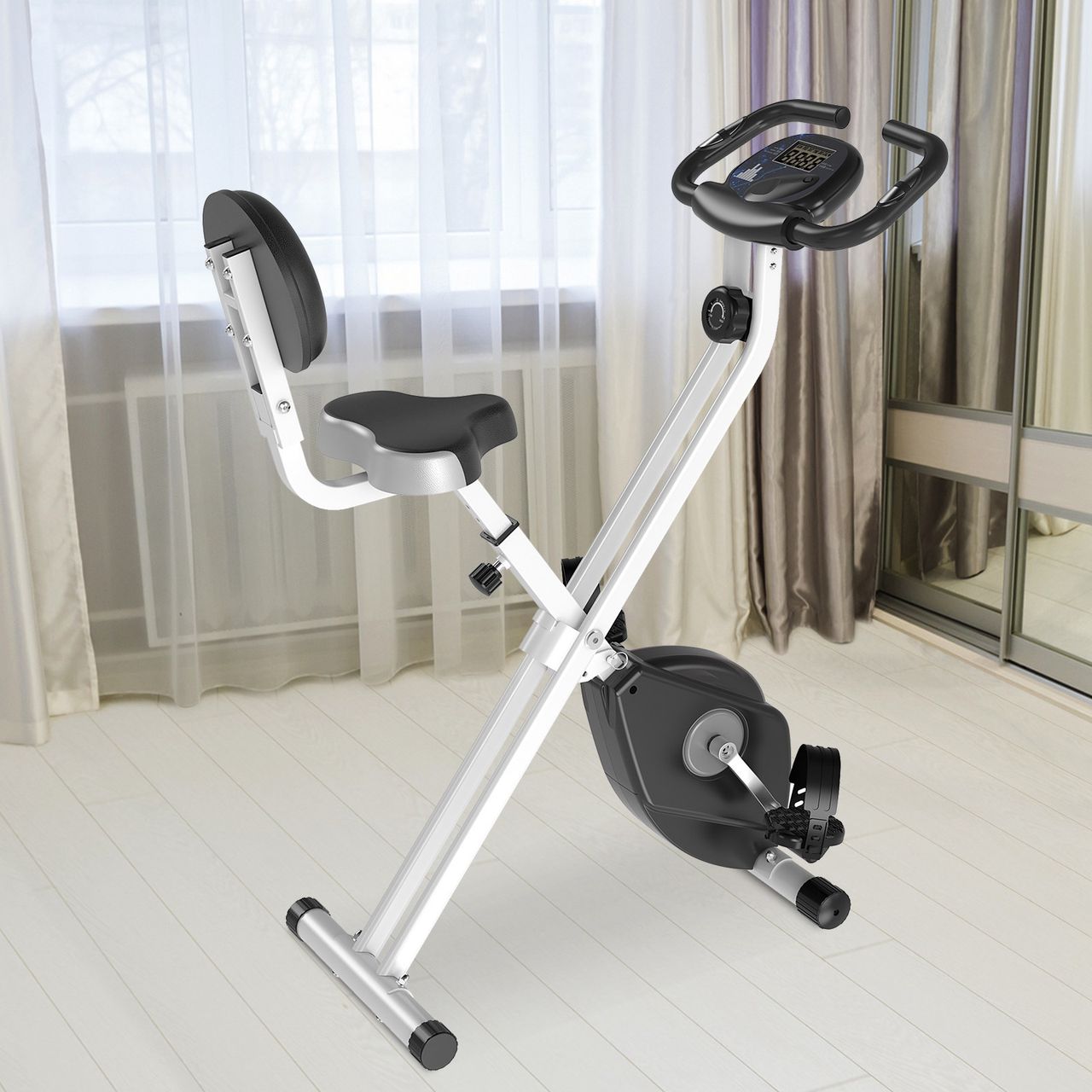 HOMCOM Heimtrainer F-Bike Fahrradtrainer mit 8 stufig Magnetwiderstand Schwarz