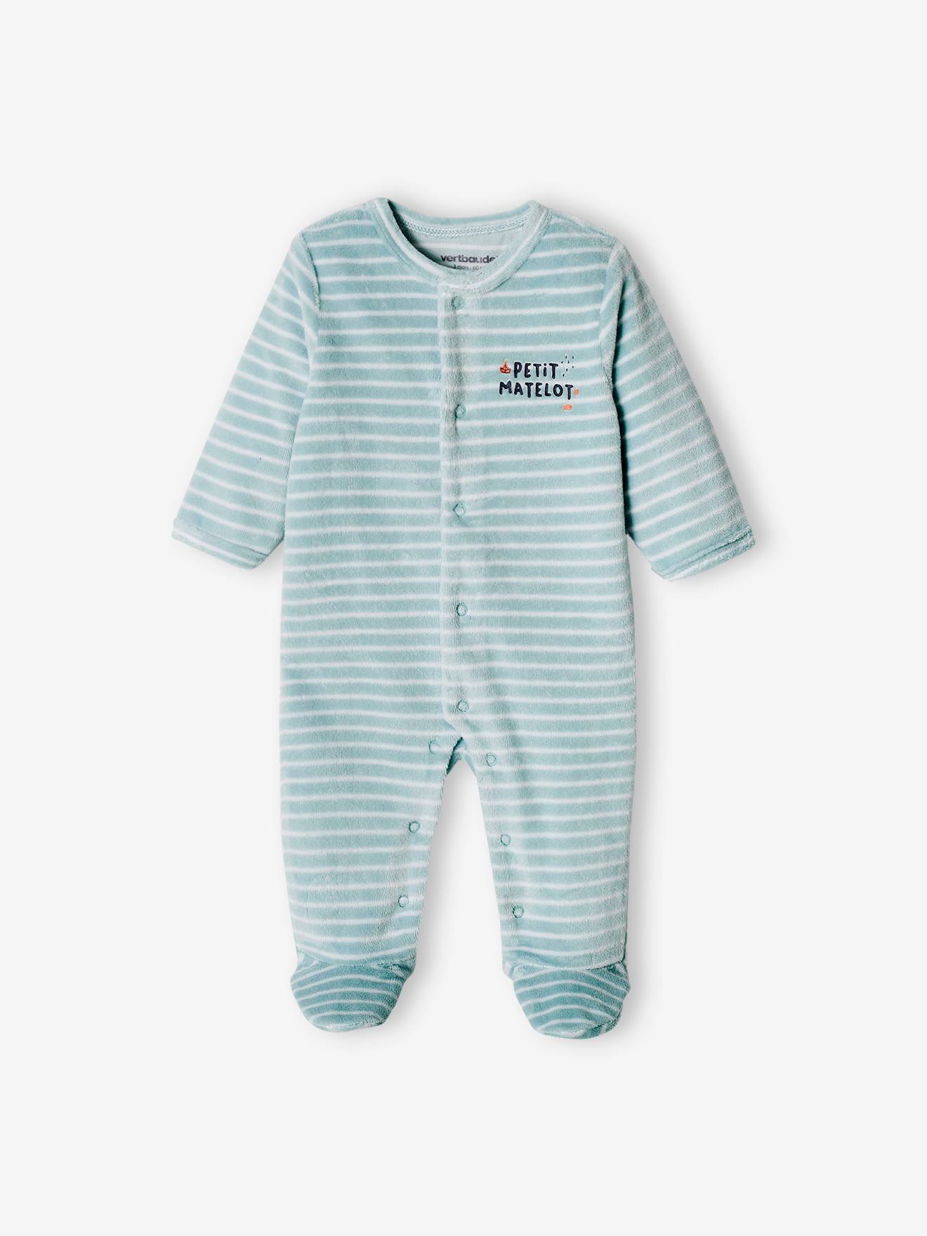 Vertbaudet 2er-Pack Jungen Baby Samt-Strampler Oeko-Tex - hellblau