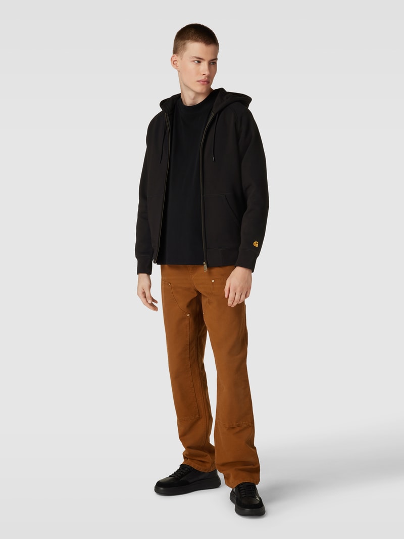 Sweatjacke mit Logo-Stitching Modell 'CHASE' in schwarz