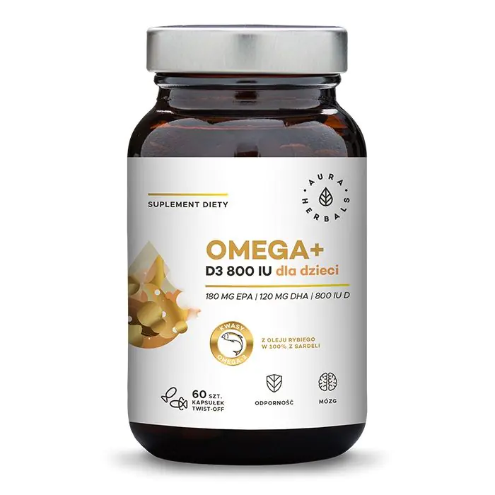 Aura Herbals, Omega+ vitamin D3 800 IU za djecu, kapsule na navijanje