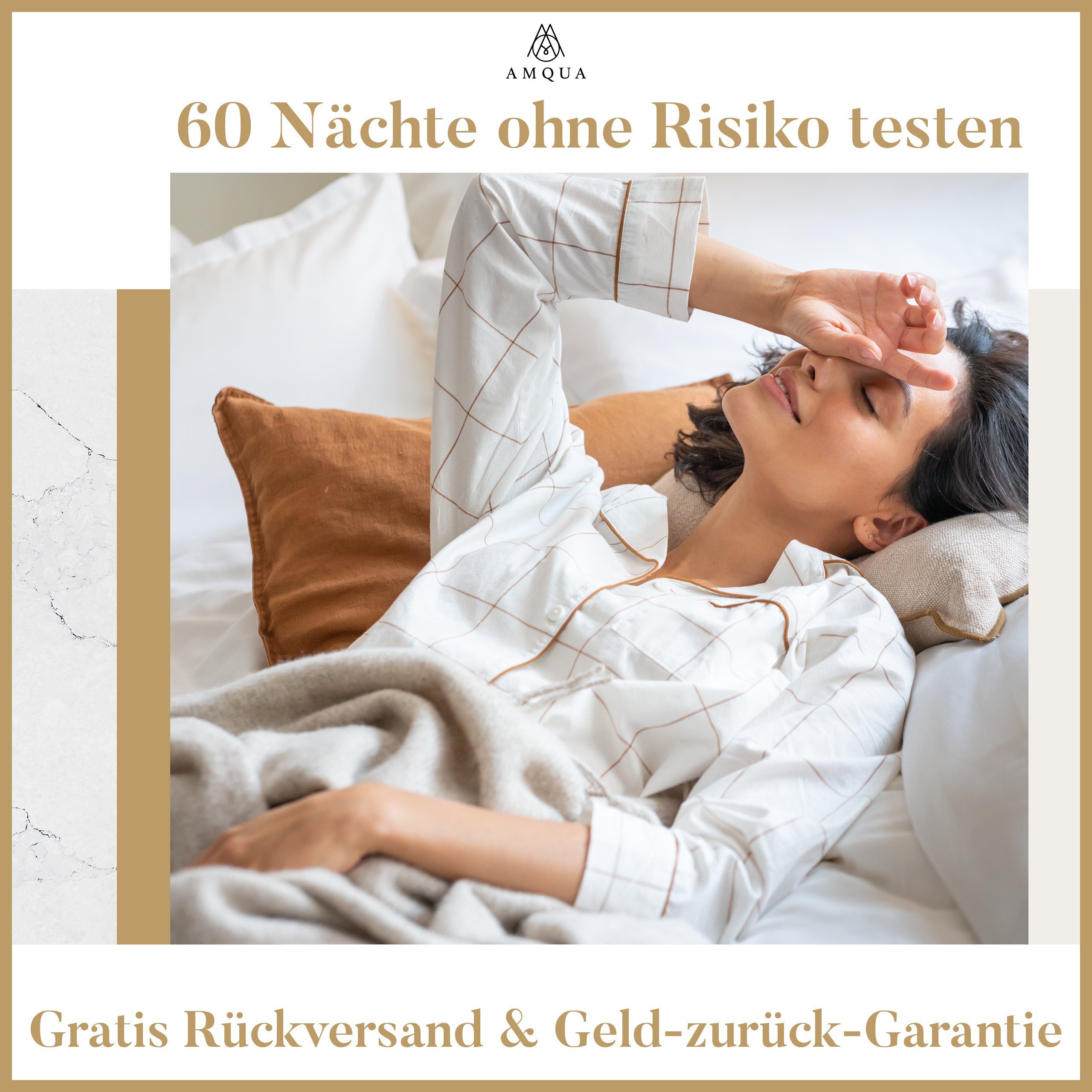 Bettwäsche Luxus Mako Satin, 100% ägyptische Baumwolle Premium Bettwäsche-Set, Amqua, Reißverschluss, Geld-zurück-Garantie, 60 Tage testen