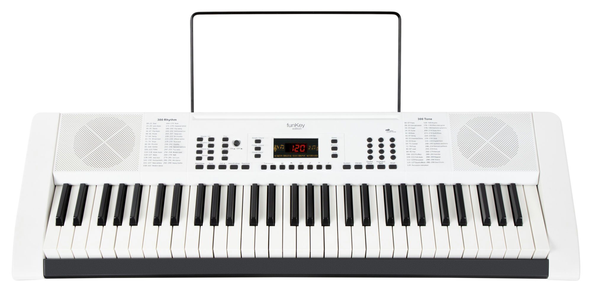 FunKey Home Keyboard 61 Edition (300 Sounds, 300 Rhythmen), (Spar-Set, inkl. Keyboardständer & Bank), mit Begleitautomatik und intelligente Lernfunktion