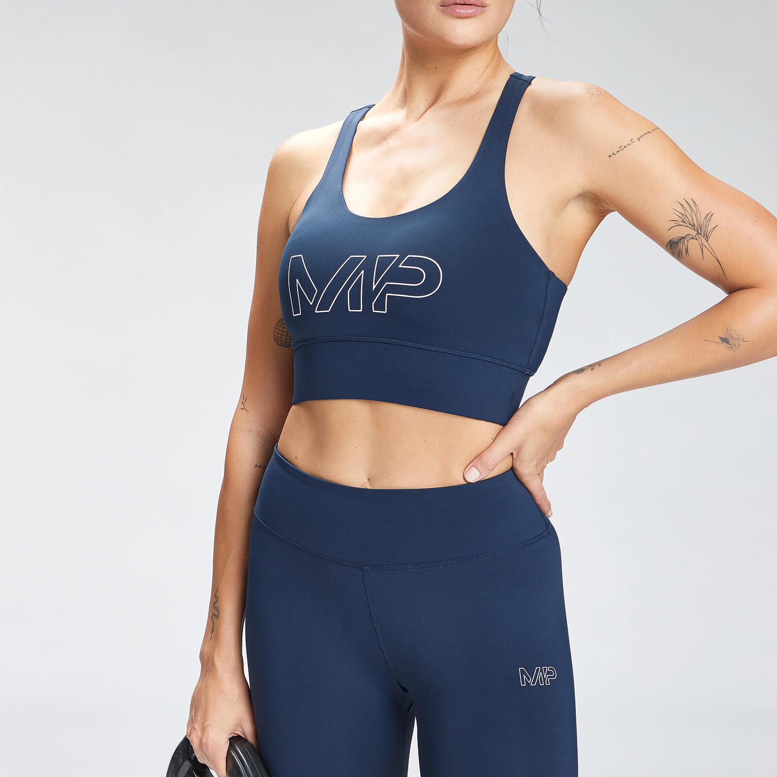 Brassière de sport à imprimé répétitif MP Mark Graphic Training pour femmes – Bleu pétrole