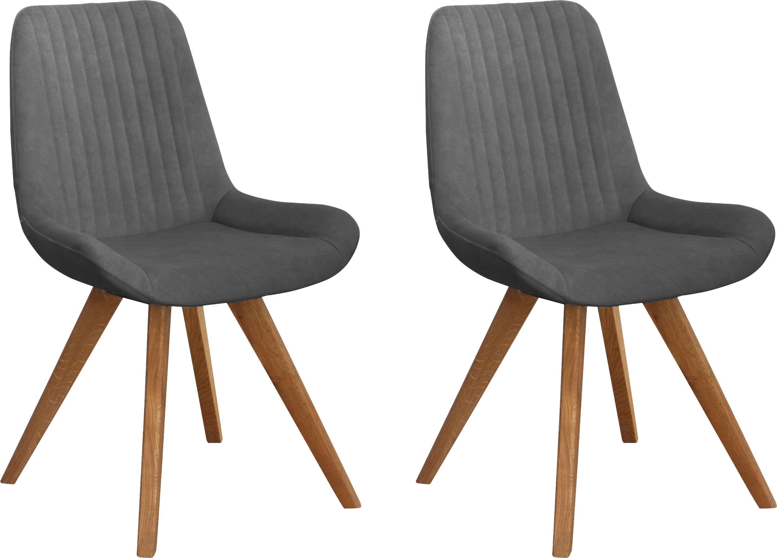 Home affaire Schalenstuhl Bratislava (Set, 2 St), Gestell Eiche massiv geölt, Easy Care-Stoff