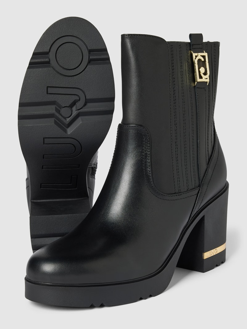 Stiefel mit Label-Detail Modell 'Gloria' in schwarz