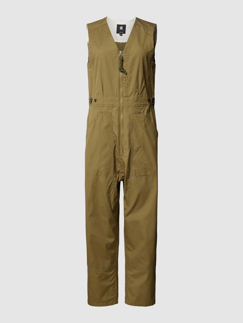 Relaxed Fit Jumpsuit mit V-Ausschnitt in olivgrün