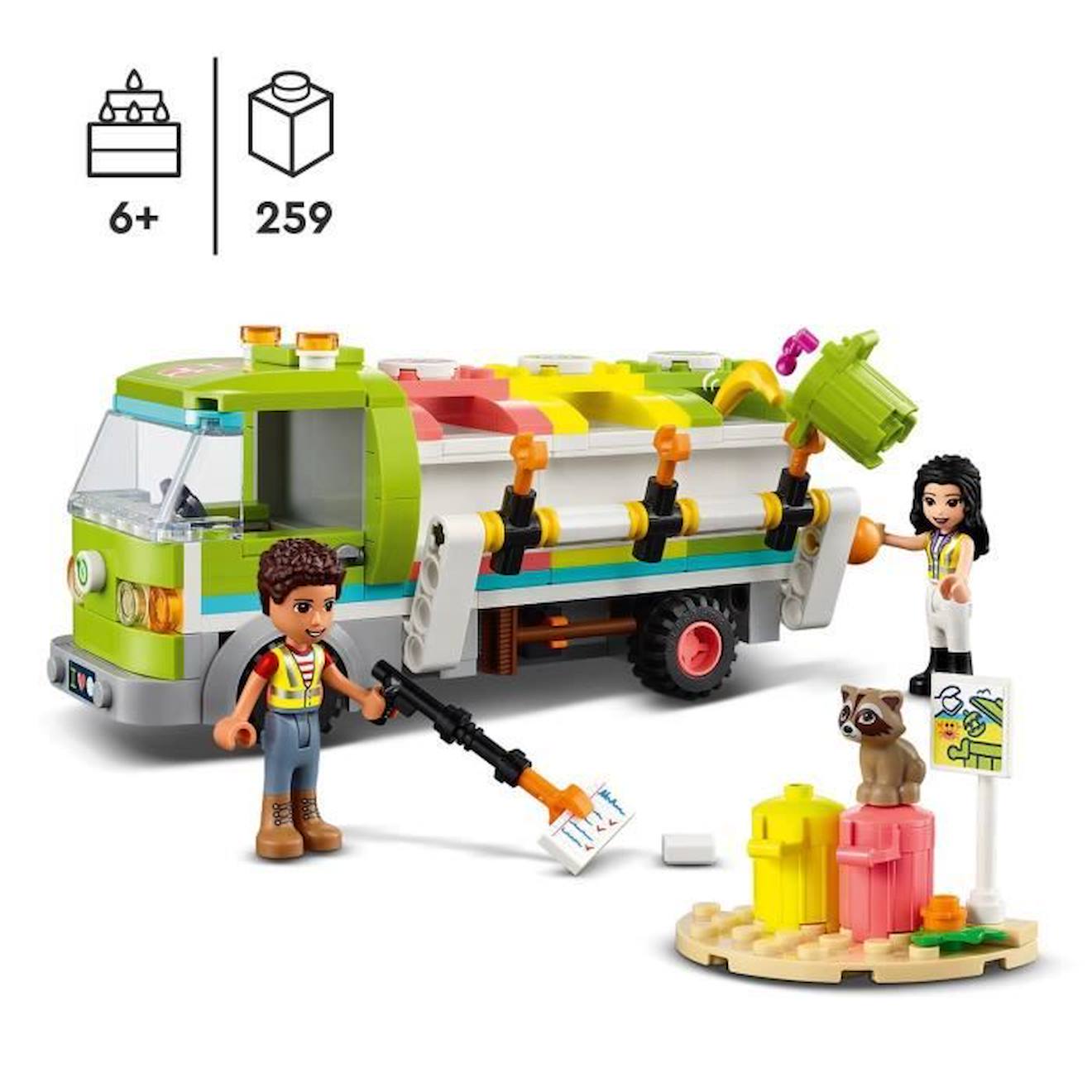 LEGO® Friends 41712 Le Camion de Recyclage, Jouet Éducatif, avec Mini-poupée Emma vert