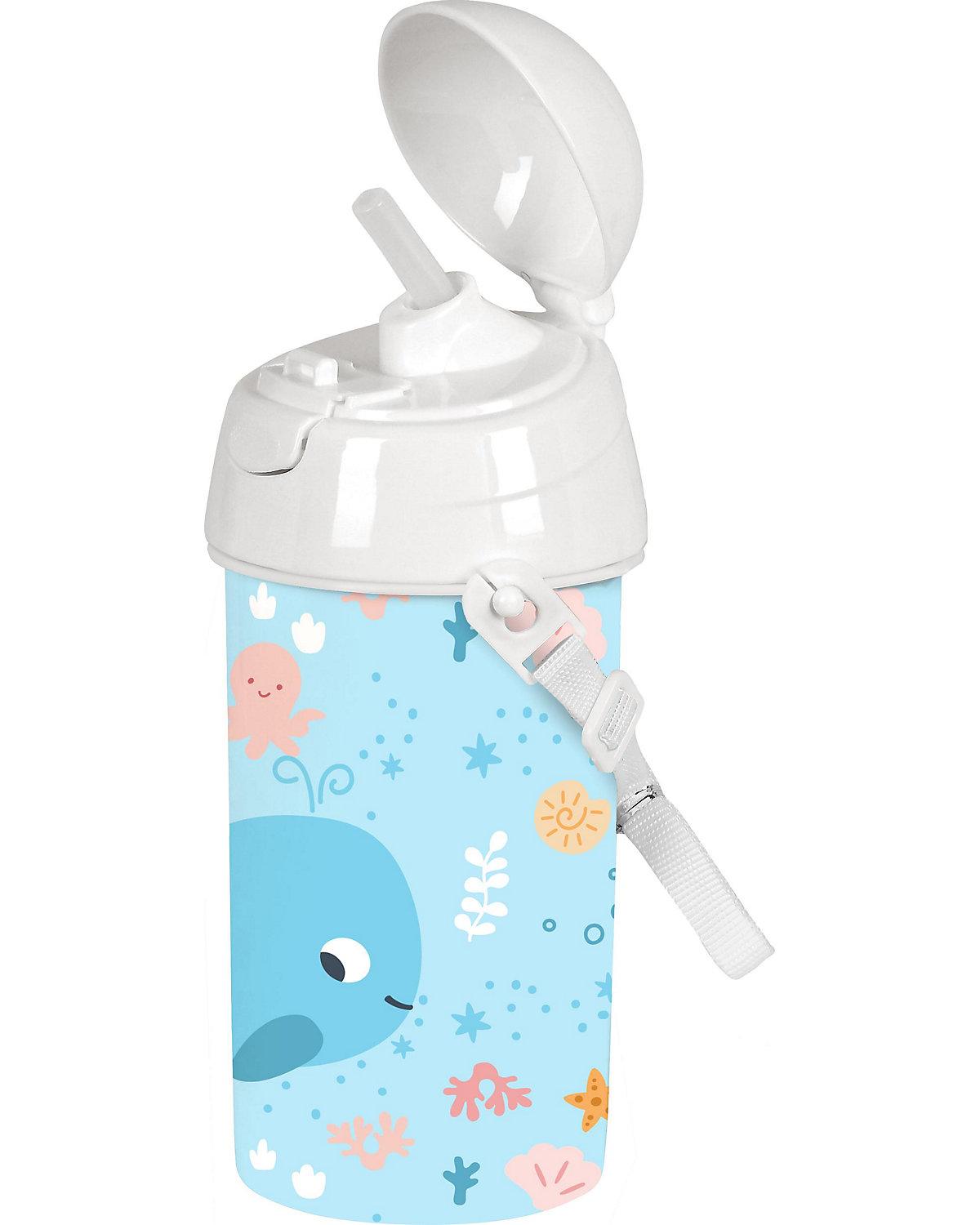 Trinkflasche Whale, automatische Öffnung, inkl. Halm, 500 ml