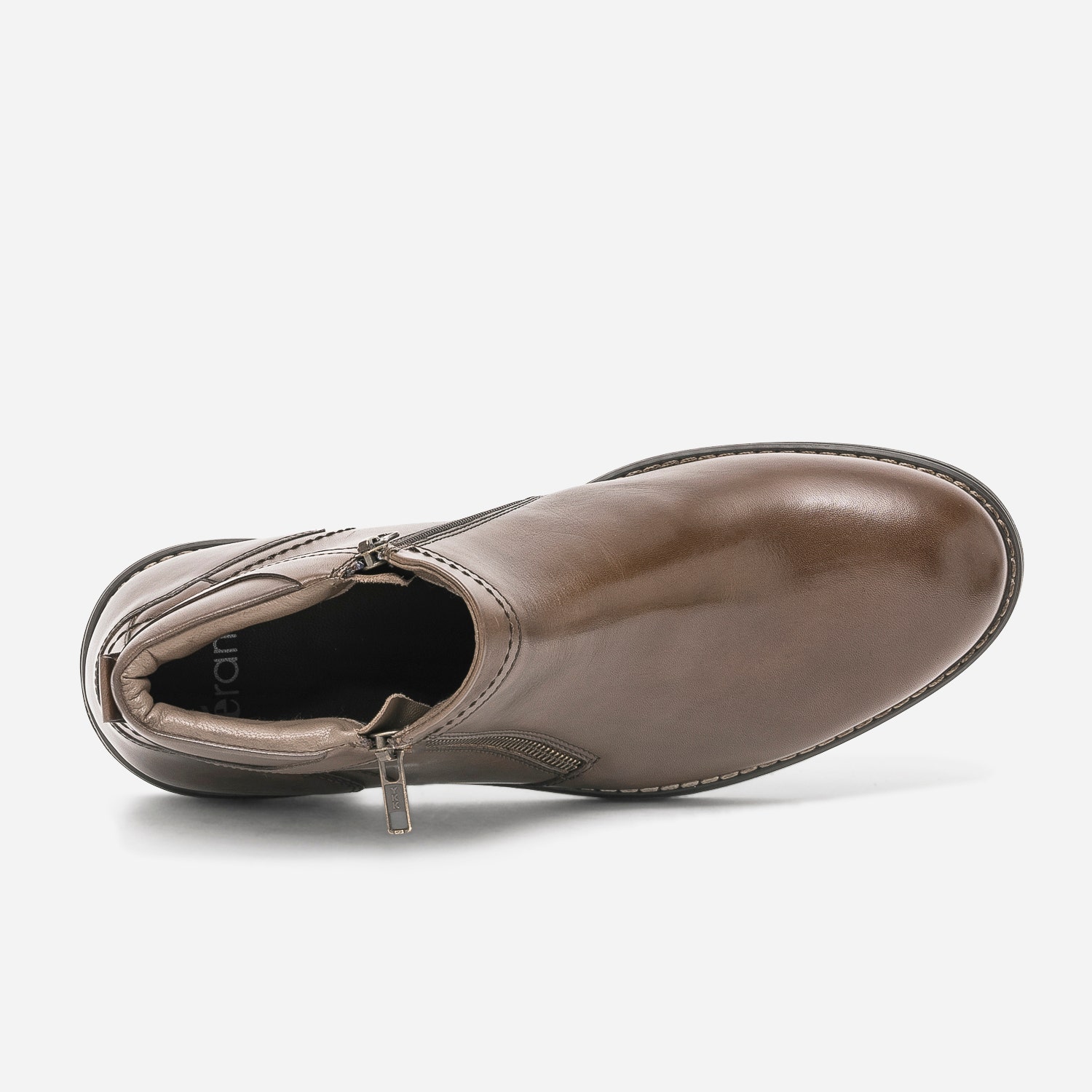 Boots marron en cuir zippé